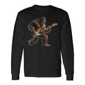 Bigfoot joue de la guitare électrique Rock On Sasquatch T-shirt à manches longues - Product Image 1