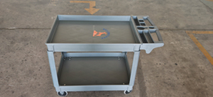 Chariot utilitaire robuste à 2 étagères avec poignées confortables, chariot de service roulant pour le stockage et le transport en entrepôt - Product Image 2