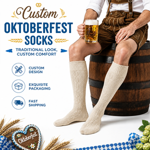Chaussettes hautes bavaroises pour hommes, style Oktoberfest, en laine torsadée, pour costume Lederhosen - Product Image 1