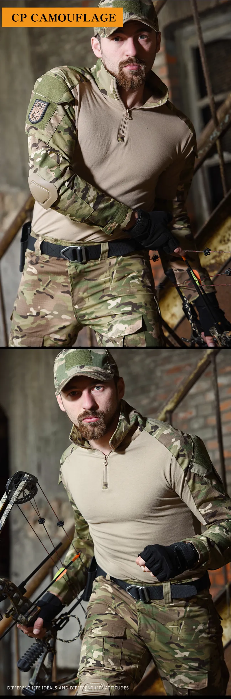HAN WILD Men's Tactical Uniform Jacket And Pants Camouflage Combat Fast Assault Suit