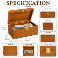 Grande boîte à souvenirs en bois d'acacia avec couvercle à charnières, organisateur de photos vintage pour souvenirs de mariage et d'anniversaire, décoration professionnelle