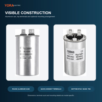 Condensateur de moteur CBB65 450VAC 50/60Hz, boîtier rond en aluminium, languette à connexion rapide pour pompe à moteur monophasé