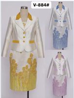 Geenlinm FASHlON Robe pour femmes, costumes d'église, 2 pièces, tenues d'église élégantes en brocart de haute qualité
