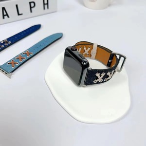 Correa de cuero vaquero para <span class=keywords><strong>Apple</strong></span> <span class=keywords><strong>Watch</strong></span> Band Ultra 49 41 <span class=keywords><strong>45mm</strong></span> Luxury Band 38 42mm Correa IWatch Series 8 <span class=keywords><strong>7</strong></span> 6 SE Pulsera de repuesto - Product Image 3