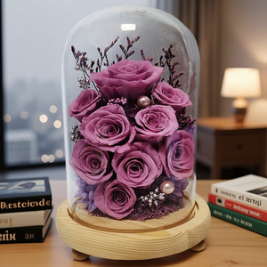 UKIQUEEN Rosa Vera Conservata Sotto Cupola di Vetro, Confezione <span class=keywords><strong>Regalo</strong></span> Rosa Eterna <span class=keywords><strong>per</strong></span> <span class=keywords><strong>Lei</strong></span> - Product Image 3