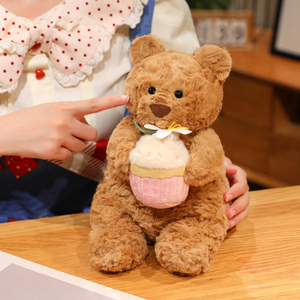 Orsacchiotto Kawaii con Torta, Peluche Carino con Dessert nelle Zampe, Super Morbido Imbottito in Cotone PP per Compleanno - Product Image 5