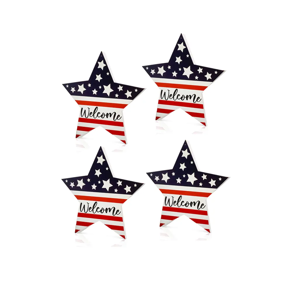 Vatansever 4 temmuz süslemeleri asılı ahşap süsler ağaç amerikan bayrağı bağımsızlık günü asılı yıldız kesikler