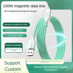 Cable de <span class=keywords><strong>USB</strong></span>-C magnético de 100W para IOS 1s, bobinado automático, nailon trenzado de 48 hilos, carga rápida sin enredos, 1,2 M para viajes/juegos - Product Image 2