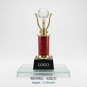 Trofeo de Metal Fundido a Presión de POOJA GIFT CORPORATION, Columna Roja con Acabado Dorado, Premios Deportivos, Diseño Portátil, Listo para Grabar - Product Image 1