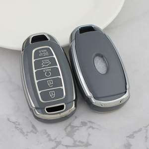 Housse de <span class=keywords><strong>clé</strong></span> en TPU à 3/4/5 boutons et garniture argentée pour <span class=keywords><strong>Hyundai</strong></span> Tucson L/Sonata-Étui de protection anti-rayures avec crochet - Product Image 5