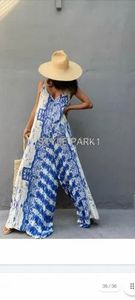 Mono de Mujer Casual Azul Claro con Encaje, el Más Vendido, de Tela de Algodón Suave y Transpirable, Largo Completo - Product Image 3