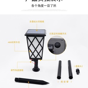 Lampe solaire LED de jardin, panneau solaire Poly-Si, montage mural, résistant à l'eau, décoration extérieure - Product Image 1