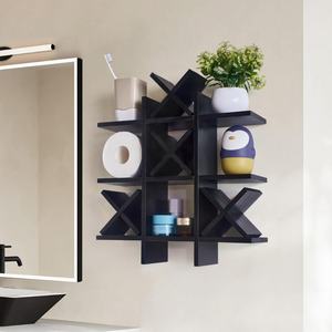 टिक टैक टो टॉयलेट पेपर धारक लकड़ी के एक्स के साथ खड़ा, फार्महाउस देहाती दीवार पर घुड़सवार शौचालय कागजात भंडारण आयोजक शेल्फ के साथ भंडारण आयोजक - Product Image 6