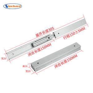 Rail de glissière en alliage d'aluminium SinoHard, course de 150 mm, longueur étendue de 305 mm, guide linéaire à double rangée de roulements à billes pour tiroir d'équipement - Product Image 1