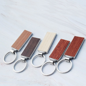 Luxury Wooden Keychains Blank Sublimable Keychains Promotional Custom Engraving Metal Rectangular Car Keychains in Bulk