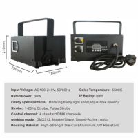 Lumière laser Firefly 8W IP65 RGBW DMX512, activée par le son, rotative, à vitesse réglable pour les parcs à thème et les fêtes d'anniversaire