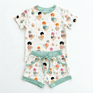 Set Estivo per Ragazze 13 Anni, T-Shirt e Pantaloncini in Maglia di Spandex/Cotone con Stampa Floreale, <span class=keywords><strong>Abbigliamento</strong></span> Casual Personalizzato - Product Image 1