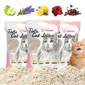 Flushable Tofu Cat Litter Strong Clumping Low Tracking Odor Control Natural Plant Kitty <b>Sand</b> Wholesale Private Label - Product Image 1