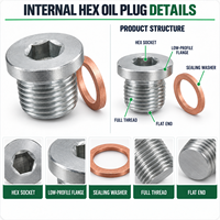 Bouchon de vidange hexagonal interne sur mesure à filetage mâle flangé pour tuyau de boîte de vitesses hydraulique, OEM personnalisé