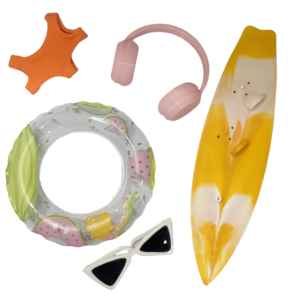 Robe d'été de style jouet de dessin animé de poupée et tenue de lunettes de soleil avec anneau de natation ensemble d'accessoires de bikini de mode - Product Image 5