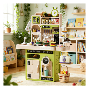 Juego de Cocina de Juguete para Niños, con Mostrador de Chef, Refrigerador, Despensa, Fregadero y Almacenamiento, para Desarrollar Habilidades, Compartir y Divertirse Imaginativamente - Product Image 3