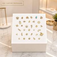 Kotak Penyimpanan Perhiasan Tindik Profesional untuk Cincin Perut, Anting Hidung, Tempat Anting, Organizer Etalase Retail J-021
