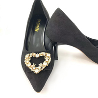 Accessoires de chaussures pour femmes personnalisables, en forme de cœur, en cristal, bijoux, métal, talons hauts, boucle en strass, personnalisés