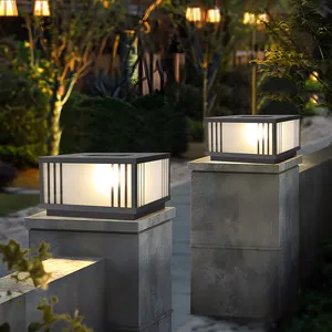 JENSJ-Poste de Puerta de Jardín, Lámpara de Pilar LED Solar Impermeable para Exteriores, Pantalla de Cristal, Clasificación IP65 para Uso en Jardín, 25cm