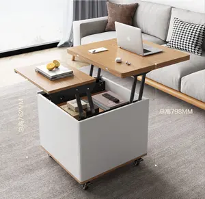 Mesa de centro de madera plegable para sala de estar, muebles ajustables con elevador moderno, almacenamiento inteligente multifunción, té y café