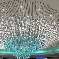 Lustre en verre bleu Turquoise personnalisé, luminaire décoratif d'intérieur