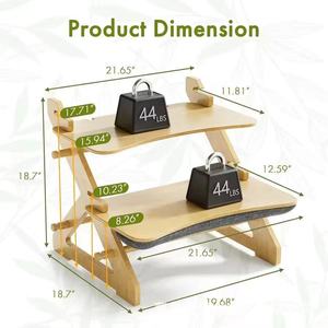 Wooden Laptop Stand 2 Tier <b>Adjustable</b> Height <b>Desk</b> Organizer For Computer Workstation Home <b>Office</b> Use - Product Image 4