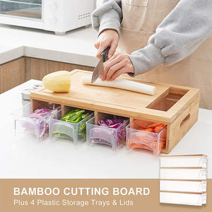 Planche à découper en bambou en gros avec tiroirs de rangement, plateau de service personnalisé pour fromages et charcuteries, bloc de découpe portable - Product Image 2