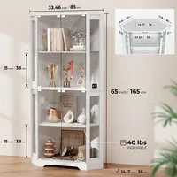 Vitrine d'angle éclairée de 65 pouces avec lumières LED 3 couleurs (vitrine en verre)