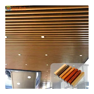 Metal Building Materials Aluminium U Shape Strip Baffle Panel Linear Ceiling Modern Wood Suspended Ceiling For Home