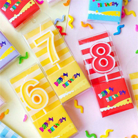 Vela Decorativa con Número de Cumpleaños en Color Caramelo KLS, Vela de Cera de Parafina de Estilo Dulce para Ramadán, Diwali, Halloween