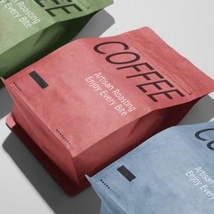 Sachets refermables personnalisés anti-odeur en plastique avec fermeture éclair, 250g, à fond plat, pour l'emballage de poudre de café avec impression - Product Image 1