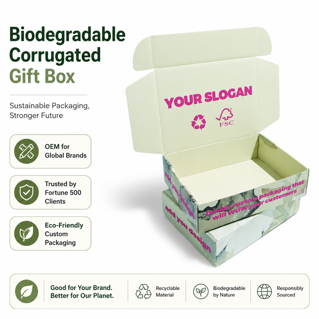 Multi-functional Corrugated Board Biodegradable Craft Gift Box Embossing Sponge Lining Hot Selling Rigid Box for Custom Shipping