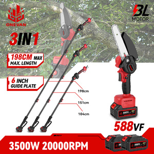 Ensemble <span class=keywords><strong>d</strong></span>'outils de jardin sans fil ONEVAN, cisailles électriques sans fil, scie à chaîne sans fil avec scie à branches télescopique - Product Image 4