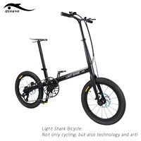 Technologie Light Shark Vélo de loisirs pliant en fibre de carbone de 20 pouces Ultra-léger 7 vitesses City Commuter Disc Internet Celebrity