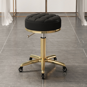 Chaise de coiffure réglable à 360 degrés avec roulettes, tabouret de salon doré, mobilier de salon de haute qualité - Product Image 2