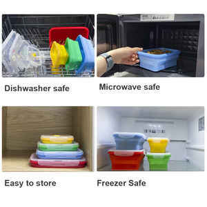 ชุดกล่องอาหารกลางวันซิลิโคนพร้อมฝาปิดสำหรับเด็กปลอดภัยภาชนะเก็บอาหารกล่องอาหารกลางวันแบบไม่ติดแน่นออกแบบได้ตามที่ต้องการ - Product Image 6