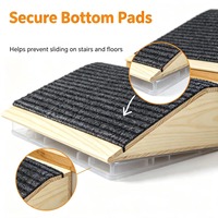 Rampe pour animaux de compagnie en bois massif, antidérapante, escalier pour chiens et chats avec surface en tissu texturé, marches pour petits animaux pour lit, canapé, sofa