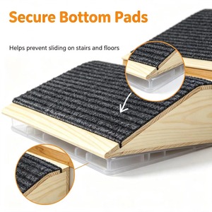 Rampe pour animaux de compagnie en bois massif, antidérapante, escalier pour chiens et chats avec surface en tissu texturé, marches pour <span class=keywords><strong>petits</strong></span> animaux pour lit, canapé, sofa - Product Image 3