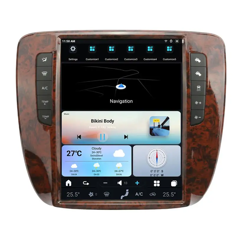 シボレーシルバラードGMCSIERRAスクリーンステレオプレーヤーBluetooth Carplay Android Auto Gps用のホット販売カーラジオ12.1"