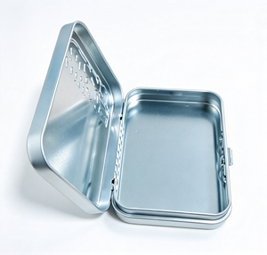 Petite boîte en métal pliable portable, conteneur en métal imprimé avec logo personnalisé, boîte de rangement en métal réutilisable pour emballage en gros - Product Image 3