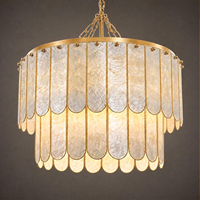 Lustre moderne en coquilles de Capiz, suspension en laiton pour intérieur, idéal pour mariage, salon, salle à manger, restaurant, hôtel, villa, décoration
