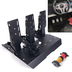 Pédale de simulation de jeu de course pour PC, capteur USB Hall, électronique, trois pédales, en alliage d'aluminium noir - Product Image 1