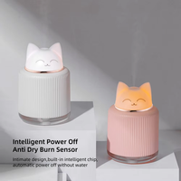 Mini humidificateur d'air mignon en forme de chaton avec fonction d'aromathérapie, garantie 1 an, diffuseur de bureau en plastique pour la maison, la voiture, l'hôtel YS