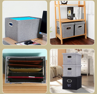 Boîte de rangement pliable en tissu de lin pour documents, organiseur de bureau, classeur de lettres et de documents juridiques avec couvercle
