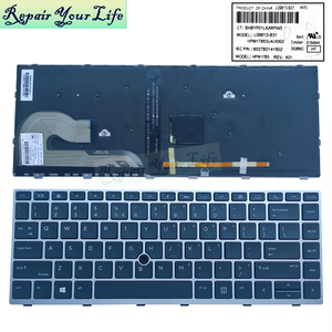 Hoa kỳ Backlit máy tính xách tay bàn phím cho HP EliteBook 840 G5 840 G6 846 G5 745 G5 ZBook 14u G5 L09813-B31 bàn phím với khung bạc - Product Image 2